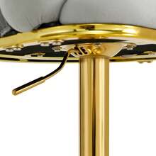 Light Grey Velvet Bar Stools, Set Of 2 – Chain Backrest, Gold-Plated Adjustable Frame, Elegant For Kitchen Island, Bar And Dining Room - Light Gray + Gold - View 10