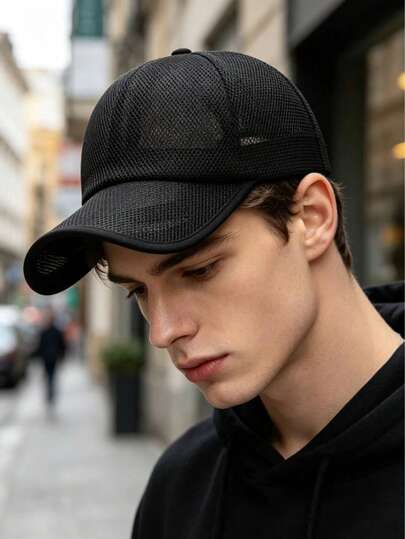 Men's Solid Color Casual Versatile Hollow-Out Baseball Cap
