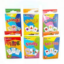 36pcs/Set Early Learning English Word Recognition Educational Flash Cards, Including Color, Time, Shape, Animal, Fruit, Vegetable, Face Parts, Food, Colorful Flashcards Visual Education Tool For School, Student, Stationery, School Supplies, Back To School, Christmas Gift, Family Education Tool - Multicolor - View 5