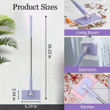 1pcs Mini Mop, 360° Swivel Head Lazy Mop For Floors & Walls, Hands-Free Cloth Change, Adjustable Handle For Wet/Dry Multi-Surface Cleaning (Purple) - A - View 8