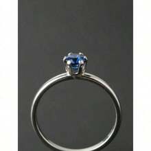 Stainless Steel Ring In Silver Solitaire With Colored Zirconia Stone, 4mm, For Graduation Or Debutante Parties. - Blue - View 4