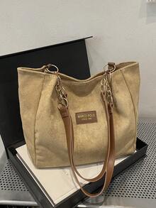Bolso de mano de gran capacidad para mujer, nueva bolsa de hombro versátil y de moda para ir al trabajo - Caqui - Ver 9