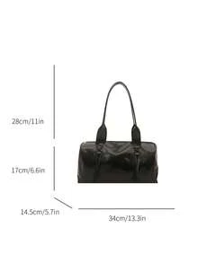 New Luxury High-End Versatile Solid Color Large Capacity PU Leather Handbag, Suitable For Travel, Shopping, Commuting - Black - View 3