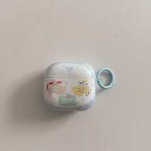 Ốp tai nghe thời trang, sáng tạo, chấm bi xanh dương hình 3 chú cún con + vòng đeo tai, tương thích với Pro 3, New Pro 2, Apple 4, thiết kế tối giản dễ thương, cá nhân hóa cho thế hệ 1/2, dành cho nữ. - trắng - Xem 3