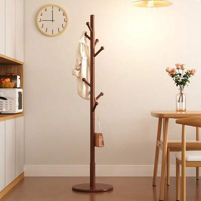 1 perchero de pie para dormitorio, de madera, ideal para organizar y guardar ropa y bolsos en el hogar y el dormitorio.
