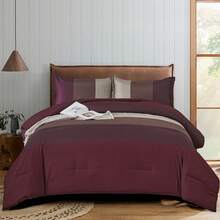 Black Comforter Set Queen Size,Reversible Black Grey Stripe Down Alternative Comforter For All Season,3 Pieces(1 Comforter+2 Pillowcases), Soft Microfiber Bedding Set 90"*90". Home Decor Home Decor Bed Comforter Set Mothers Day Gift. - 黑色 - 查看 4