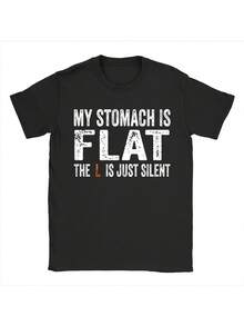 Unisex Funny Stomach Flat The Silent Meme Casual Top For Men Women - 黑色 - 查看 1