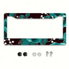 2pc Metal License Plate Frame | Large Floral Pattern Decoration, Ideal For North American And Most International Vehicles, Includes Installation Screws, Perfect For Valentine'S Day Car Accessories - A - View 1