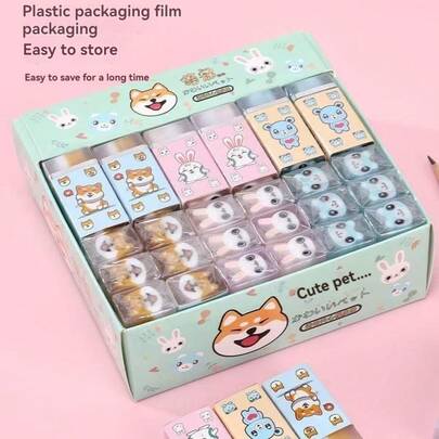 24/36PCS/Cartoon Animal Erasers, Designed For Clean And Efficient Removal Of Writing Marks. They Produce Minimal Dust And Do Not Leave Stains On Hands Or Damage Paper. Equipped With Transparent, Individual Packaging Boxes That Effectively Protect Against Dust And Moisture. Compact And Lightweight, Easy To Carry; Can Be Stored In A Pencil Case Without Taking Up Space. Suitable For Student Pencils