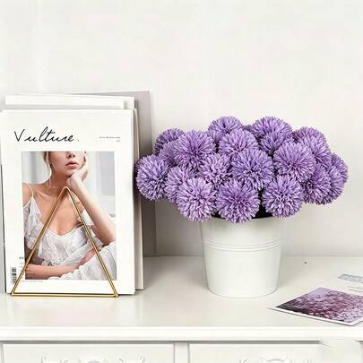 17pcs Artificial Chrysanthemum & Hydrangea Flowers, Realistic Plastic Flowers, Suitable For Home, Garden, Office And Cafe Decor, Suitable For Wedding, Birthday Party Decoration