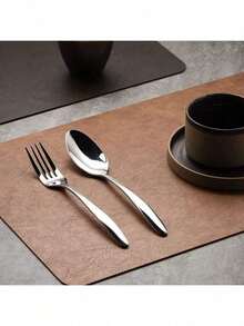 1pc/Set Faux Leather Placemat, PU Leather Dining Mat, Heat Resistant Waterproof Oil-Proof. Luxury European Style Leather Table Mat, Dining Room Bowl & Plate Pad - Multicolor - View 7
