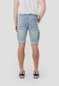 Koroshi Pantalón corto jogger denim cargo hombre composición 75%Algodon 24%Poliester 1%Elastano AZUL CL / LIGHT BLUE Tallas L/M/S/XL/XXL Proporciona elasticidad y libertad de movimiento. Ideales para un estilo casual versátil. - Celeste - Ver 4