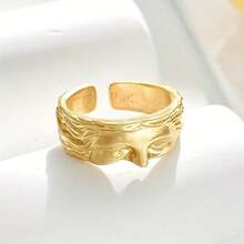 Anillo de dedo con media cara de Venus, anillo de dedo minimalista exagerado con expresión, anillo abierto elegante de moda europeo y americano para hombres - Anillo de media cara para hombre - Ver 3