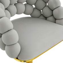 Light Grey Velvet Bar Stools, Set Of 2 – Chain Backrest, Gold-Plated Adjustable Frame, Elegant For Kitchen Island, Bar And Dining Room - Light Gray + Gold - View 9