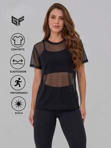 Women's 3-Piece Gym Set | Padded Top + Leggings + Tulle Blouse – Comfort & Elegance, Stylish And Transparency-Free Women's Gym Outfit - 黑色的 - 查看 4