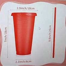 24盎司可重复使用红色吸管杯，带盖，冷饮杯，冰咖啡，果汁，水杯，适用于婚礼、生日派对、节日、圣诞节、万圣节、海滩、户外活动等场合，多用途保温杯，5/10/12/25/50个装可选，大容量，防碎塑料杯，派对、野餐、露营必备，防漏冷饮杯，设计精美 - 彩色 - 查看 2