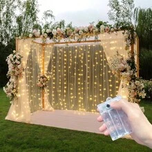 1pc Wedding Window Curtain LED String Lights With 8 Lighting Modes, Battery Powered Indoor Hanging Lights For Birthday Party, Bedroom, Living Room, Window Decor, Holiday Lighting (Batteries Not Included) - AA Battery Box Curtain Light - View 15
