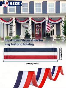 2pcs Large American Flag Decorative Banner, Red White Blue Striped US Flag Decor, Suitable For July 4th Independence Day Decoration. Patriotic Flag Fabric, American Flag Style Banner, Suitable For Veterans Day Event Decoration. Fit For Independence Day Outdoor Decoration, Home And Garden Outdoor Space, Backyard Fence. - Multicolor - View 5