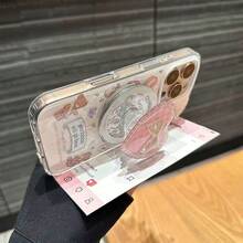 复古蝴蝶心形磁吸气囊手机支架，可调节桌面直播支架 - 彩色 - 查看 4