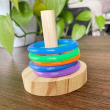 1 Set Colorful Parrot Training Toy - Wooden Chew Ring, Interactive Smart Toy Accessory (Ball And Ring Colors Are Random) - View 3