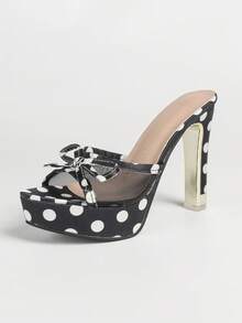 Women's Suede Chunky High Heel Mule Sandals, Fashionable For Indoor & Outdoor Wear - Black and White - View 7