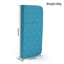 1pc Blue Geometric Print Crochet Storage Bag, 20cm Stainless Steel Knitting Needle Set, Zipper Closure Knitting Tool Organizer Bag, Sewing Lover Gift - A - View 2
