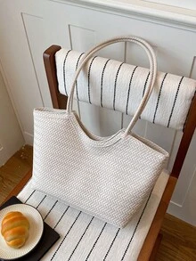 Large Capacity Handbag For Women, New Fashionable Versatile Commuter Shoulder Tote Bag - White - View 10