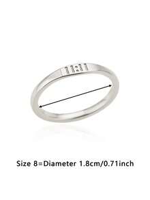 Minimalist Silver Stainless Steel Number 1111 Ring, Fashion Accessory - Silver - View 17