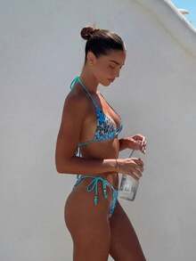 Women's Elegant Multi-Color Printed Swimsuit Set For Summer, Ideal For Spring And Summer Beach Vacations, Seaside Activities And Holiday Wear. - Multicolor - View 2