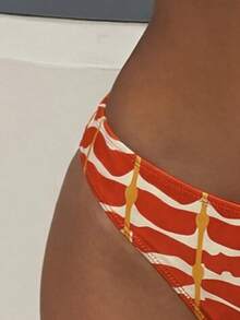 Bộ bikini hở lưng, thắt nơ, in họa tiết toàn thân, thích hợp cho bãi biển. - Nhiều màu - Xem 3