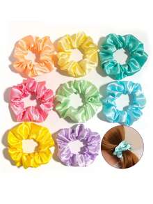 6/12/20/30 piezas Elegantes Scrunchies de satén liso, para mujeres, herramientas para el cabello, accesorios de belleza, rizados, para mujeres, otoño, viaje, herramientas para el cabello, accesorios para mujeres, cosas para el cabello, rizados, regalos, viaje, regalos para mujeres, cosas para el cabello, rellenos de calcetines, rellenos de calcetines para mujeres, sujetadores de cola de caballo, accesorios para el cabello, elásticos para el cabello - Multicolor - Ver 6