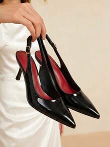 New Elegant Minimalist Slip-On High Heel Black Pumps, Suitable For Daily Commute, Evening Gala, Business Office, Comfortable Women's Shoes, Graceful High Heels - Black - View 3
