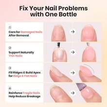 6PCS 15ML Beetles Rubber Base Gel Set, 5-In-1 Builder Base Coat, Pink Peach Nude Gel Nail Polish Kit, Apex Strengthening Flexible Gel, Soak Off UV LED Gel For Natural Nails - 6 Colors Clear Rubber Base Gel Set - 查看 3