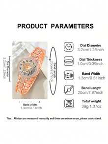 4pcs Luxury Women's Quartz Watch Set, Including Rhinestone-Encrusted Ladies Quartz Watch And Bracelet Set. Featuring Dazzling Rose Gold And Full Rhinestone Design, Made Of Scratch-Resistant Materials. - Rose Gold - View 4
