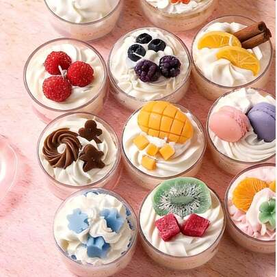 1 Set Mini Dessert Candle Series, Home Decor, Gift, 12 Random Items, Infuse Dessert Shop Romance Into Fragrance, Souvenir, Birthday Gift, Creative Gift, Candle, Gift Candle, Decorative Candle, Soy Candle, Best Friend Gift, Women Gift, Home Decor Candle
