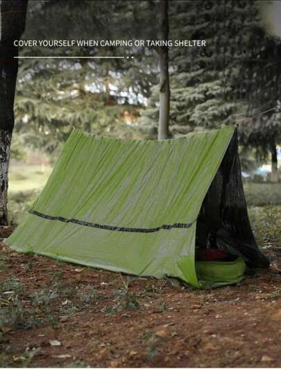 Emergency Survival Tent. 2-Person Tube Shelter Waterproof & Windproof Reusable Thermal Blanket Compact,Lightweight Includes SOS Whistle Perfect For Camping, Hiking, And Emergencies.