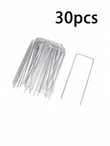 Galvanized Steel U-Shaped Ground Nails, Anti-Grass Cloth Garden Nails, Metal Lawn Fixing Pegs, Wind Nails - Bold - View 12