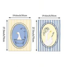 1/2 piezas Pintura en lienzo de arte de pared de baño con pato lindo, póster de ganso a rayas azul y blanco bañándose y cepillándose los dientes, artículo decorativo para el baño de los niños, regalo para damas, sin marco - patrón - Ver 17