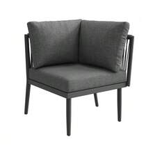 Conjunto de salón de jardín para 5-6 personas, conjunto de sofás de exterior grande, grupo de asientos de 6 niveles con banco de agua y banco de besos, conjunto de sofás modulares para terraza con balcón, gris - Gris - Ver 10