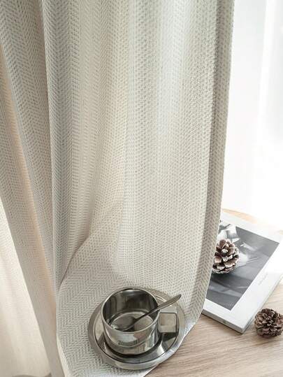 1 tấm rèm voan mỏng kiểu Wabi-Sabi Nhật Bản, họa tiết xương cá, cản sáng một phần, trong suốt nhưng không nhìn xuyên thấu, thích hợp cho phòng khách, phòng ngủ, cửa sổ lồi.