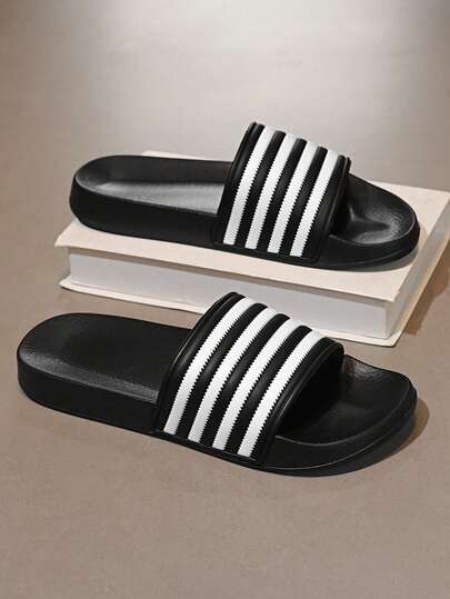 Sandalias deslizantes a rayas casuales unisex, suela blanda, adecuadas para interiores, exteriores, playa, ocio, deportes, disponibles en tallas de hombre del 36 al 50 y tallas de mujer