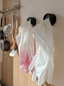 2 piezas Toallero de cocina, ganchos adhesivos redondos para toallas aptos para baño, cocina, hogar, pared, gabinete, garaje, sin necesidad de perforar - Negro - Ver 4