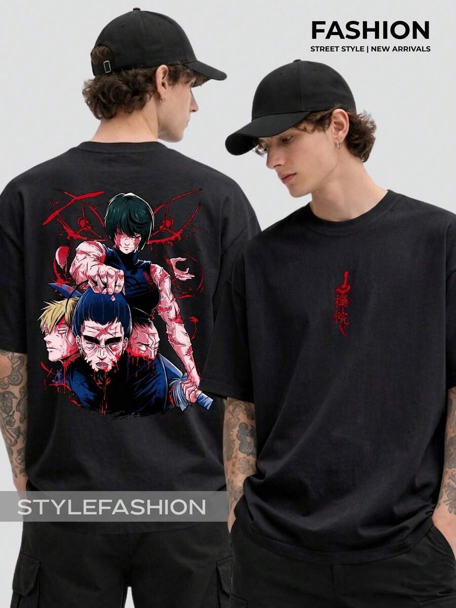 Streetwear Anime Dark  Geek Manga Character Protagonist Makii Unisex 100% Cotton - 黑色 - 查看 1