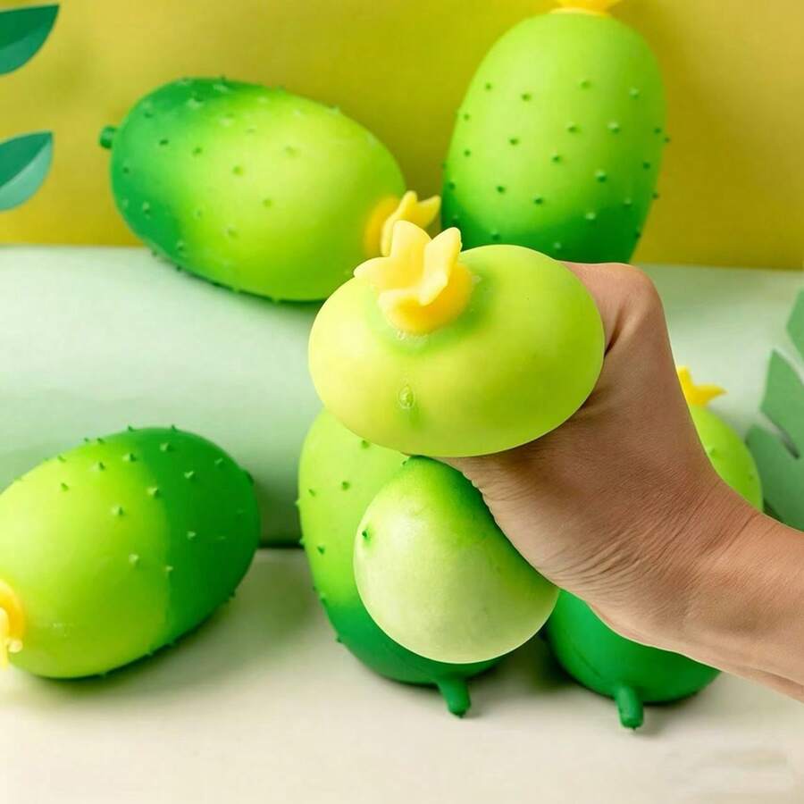 1 món đồ chơi bóp hình dưa chuột giống thật, đồ chơi bóp giảm căng thẳng hình trái cây và rau củ.