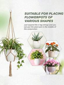 1/2/3 Peças Vaso de Jardim Trançado Criativo, Decoração de Parede Minimalista Feita à Mão de Corda de Linho para Uso Interno/Externo - multicolorido - Visão 2