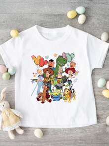 Disney Baby Boys Graphic Tee 6M-3T Toy Story Characters Printed Breathable Kids T-Shirt For Playdate Vacation Spring Summer Outfit Express Delivery - 白色 - 查看 2