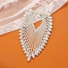 1pc 8.5x13cm Oval Claw Chain Crystal Tassel Decor - Sewing Crystal Applique DIY Craft Bridal Decoration Accessory For Women - Tassel - View 11