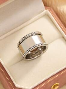 3pcs Gold/Silver Minimalist Cubic Zirconia Stainless Steel Ring Set, Suitable For Daily Wear, Dates, Holidays, Can Be Stacked - 3 PCS Silver - View 4
