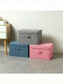 Foldable Fabric Storage Box With Lid, Wardrobe Organizer Box, Dorm Bedroom Clothes Storage Container, Large Capacity (Random Style) - Camel - View 10