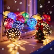 Moroccan Design Premium Solar Powered LED Fairy Lights, Hollow Iron Sphere Lamps, 8 Lighting Modes, IPX4 Waterproof, Suitable For Wedding Party Home Garden Decoration - Multicolor - View 4